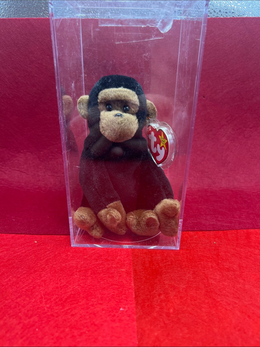 Ty Beanie Baby Monkey “CONGO” Plush with Heart Tag